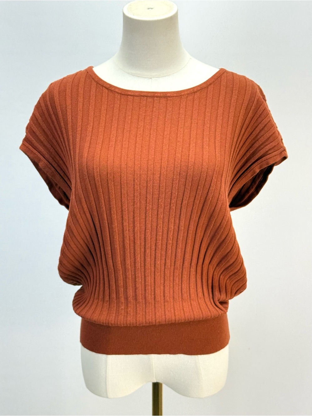 LASCANA Rust Ribbed Short Sleeve Sweater size 6 - Picture 5 of 13